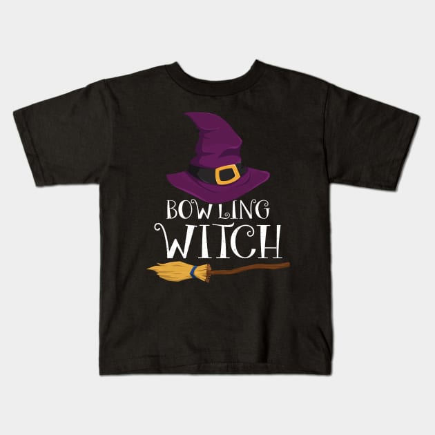 Bowling Witch Bowlers Halloween Costume Kids T-Shirt by foxmqpo